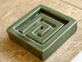 石鹸置き（グリーン）　陶器