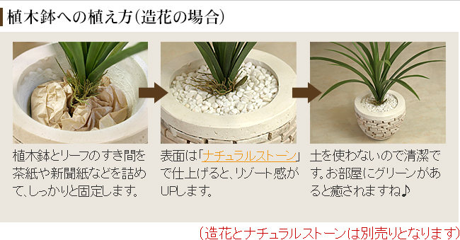 植木鉢への植え方(造花の場合)